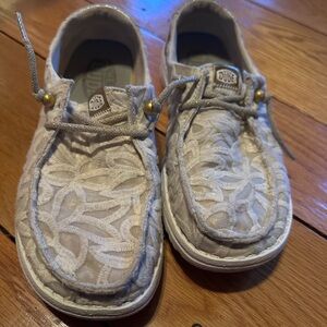 Hey Dude Cream Lace Slip-On Shoes